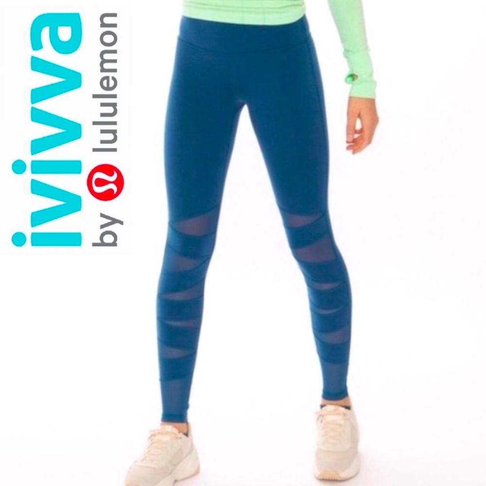 Ivivva by Lululemon Rhythmic Tight High Lo Tech Mesh Legging - Blue